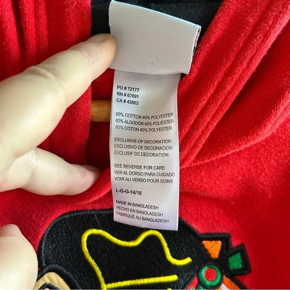 NHL Chicago Blackhawks Youth Size Large (14/16) Red Hoodie Pullover - Picture 4 of 7